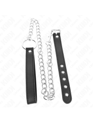 KINK - LEATHER PENIS RING 21.5 X 2 CM WITH 60 CM METAL CHAIN AND LEATH