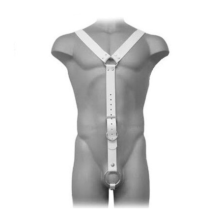 LEATHER BODY - HARNAS MANNEN WIT