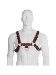 LEATHER BODY - CATENA HARNESS III NERO / ROSSO