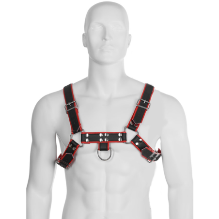 LEATHER BODY - KETTINGHARNAS III ZWART / ROOD