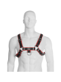 LEATHER BODY - CATENA HARNESS III NERO / ROSSO