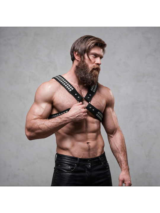 FETISH SUBMISSIVE ATTITUDE - HERREN-HALSBAND AUS ÖKOLEDER MIT GEKREUZT
