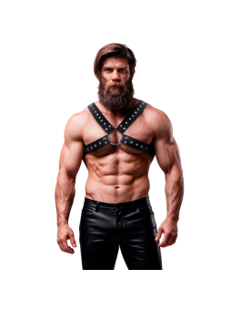 FETISH SUBMISSIVE ATTITUDE - MANNEN STUDD CROSSED BORSTHARNESS VAN ECO