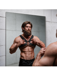 FETISH SUBMISSIVE ATTITUDE - MANNEN STUDD CROSSED BORSTHARNESS VAN ECO
