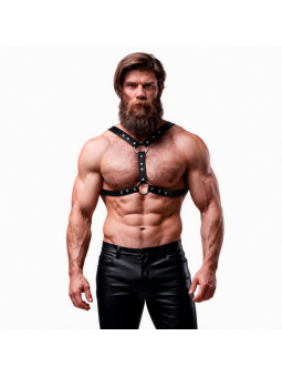 FETISH SUBMISSIVE ATTITUDE - ECO-LEATHER CHEST HARNESS WITH DOUBLE SUP
