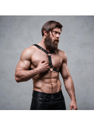 FETISH SUBMISSIVE ATTITUDE - ECO-LEATHER CHEST HARNESS WITH DOUBLE SUP