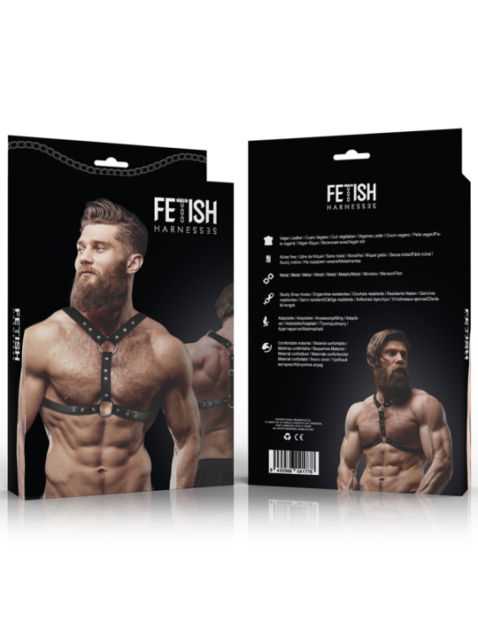 FETISH SUBMISSIVE ATTITUDE - ECO-LEATHER CHEST HARNESS WITH DOUBLE SUP