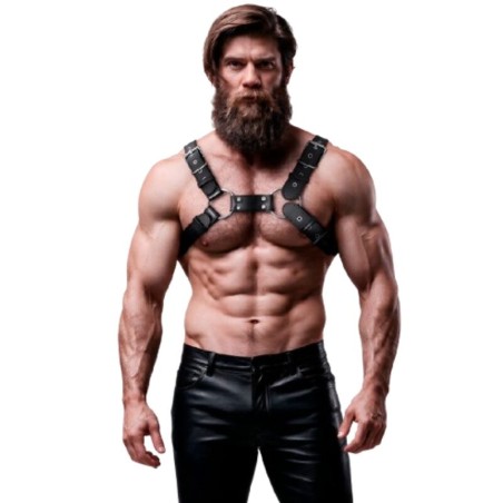 FETISH SUBMISSIVE ATTITUDE - MENS ADJUSTABLE ECO-LEATHER CHEST BULLDOG