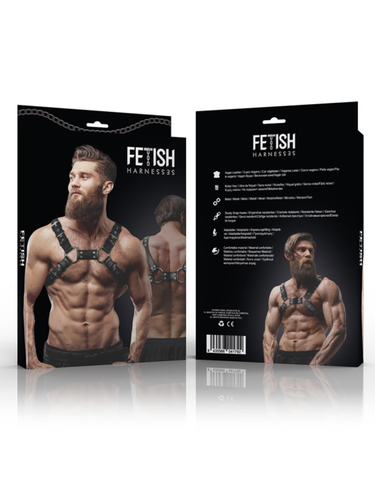 FETISH SUBMISSIVE ATTITUDE - MENS ADJUSTABLE ECO-LEATHER CHEST BULLDOG