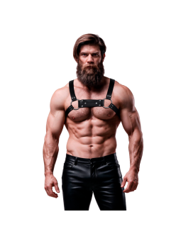 FETISH SUBMISSIVE ATTITUDE - MENS ECO-LEATHER BULLDOG CHEST HARNESS SI
