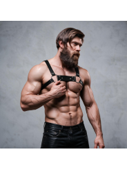 FETISH SUBMISSIVE ATTITUDE - MENS ECO-LEATHER BULLDOG CHEST HARNESS SI