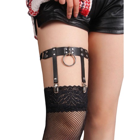 SUBBLIME - 953744 VERSTELLBARES PUNK-STRUMPFHOSE AUS LEDER SCHWARZ EIN