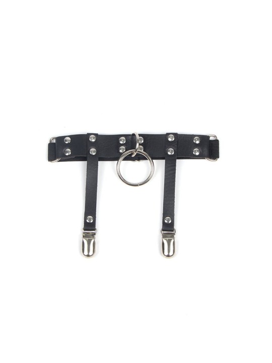 SUBBLIME - 953744 ADJUSTABLE LEATHER PUNK GARTER BLACK ONE SIZE