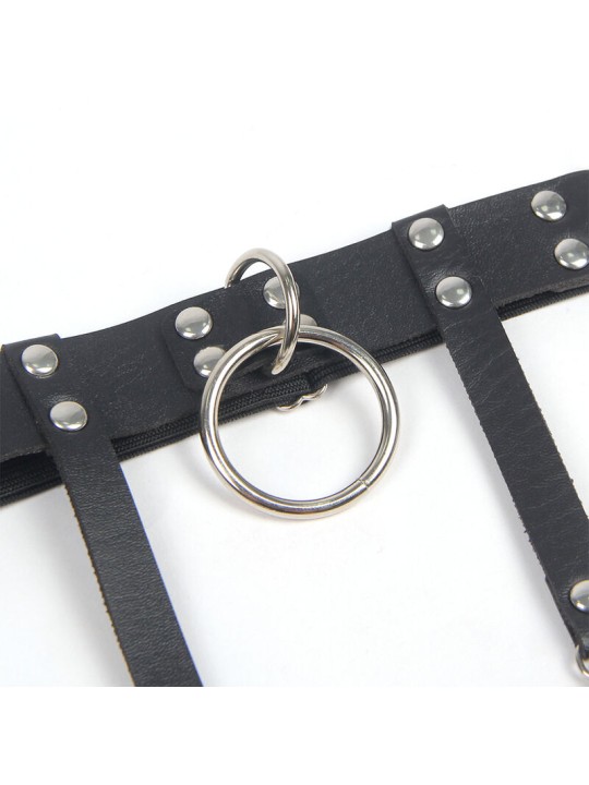 SUBBLIME - 953744 VERSTELLBARES PUNK-STRUMPFHOSE AUS LEDER SCHWARZ EIN