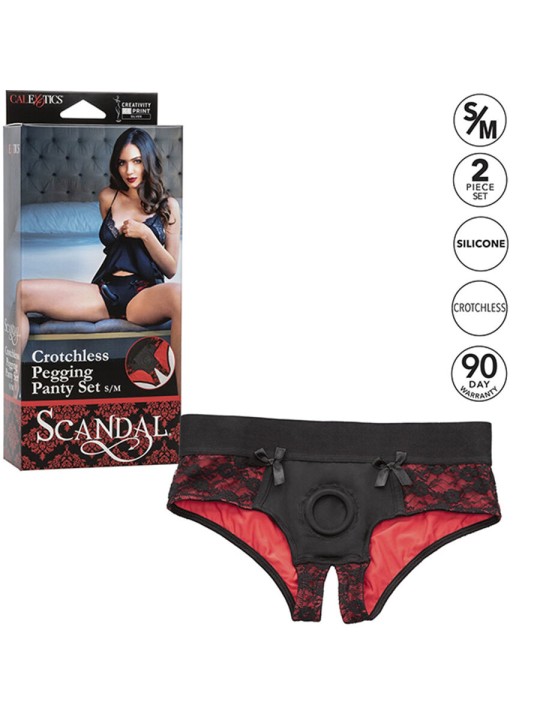 CALEXOTICS - SCANDAL SET OF CROTCHLESS PANTIES WITH DILDO SIZE S/M
