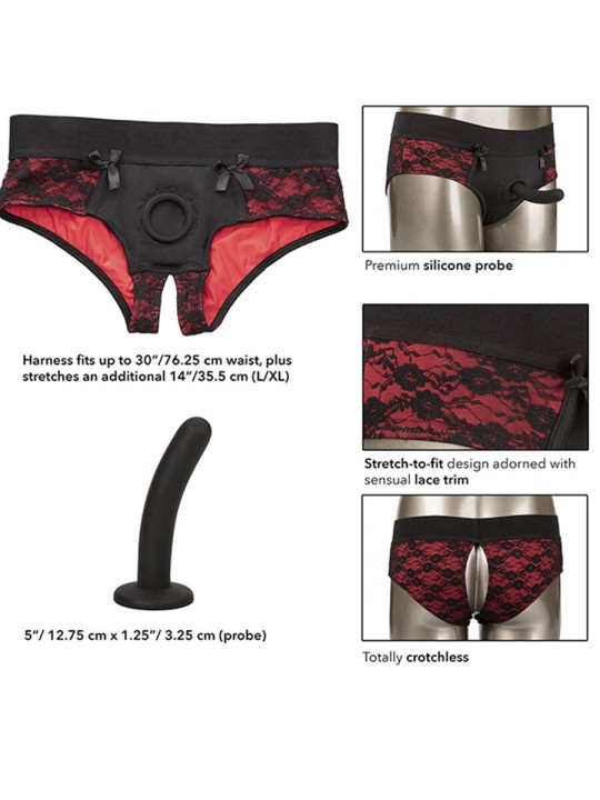 CALEXOTICS - CONJUNTO DE CALCINHAS SCANDAL SEM FUNDO COM DILDO TAMANHO