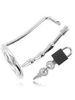 METAL HARD - ANEL DE TESTÍCULO COM PLUG DE CASTIDADE URETRAL