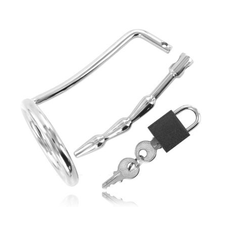 METAL HARD - HODENRING AUS MIT HARNRÖHREN-KEUSCHHEITSSTECKER