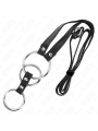 KINK - TRIPLE METAL PENIS RING 3.8 CM TO 5 CM WITH LEATHER BELT 112 CM