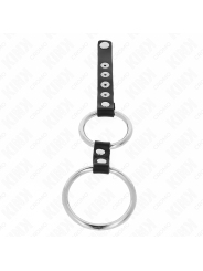 KINK - DOPPELTER PENISRING AUS METALL 3,8 CM BIS 5 CM MIT LEDER VERBUN