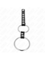 KINK - ANILLO PENE METAL DOBLE 3.8 CM A 5 CM CONECTADOS CON CUERO