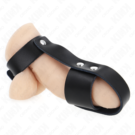 KINK - ANELLO PER GABBIA PER PENE IN PELLE CON DIVISORE PER PALLINE RE