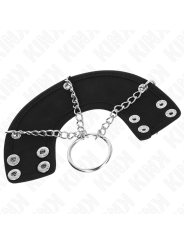 KINK - 4 CM PENIS RING 7 CM METALEN KETTING MET KUNSTLEER RIEM