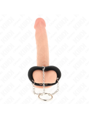 KINK - 4 CM PENIS RING 7 CM METALEN KETTING MET LEDEREN RIEM