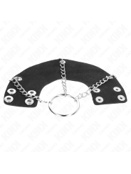 KINK - 4 CM PENIS RING 7 CM METALEN KETTING MET LEDEREN RIEM