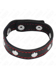 KINK - LEATHER PENIS RING WITH PRESSURE CLOSURE RED LINING 21 X 1.5 CM