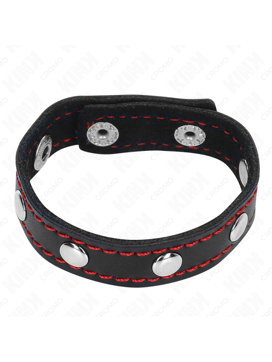 KINK - ANELLO PER PENE IN PELLE CON CHIUSURA A PRESSIONE FODERA ROSSA 