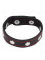 KINK - LEDEREN PENISRING MET DRUKSLUITING RODE VOERING 21 X 1,5 CM