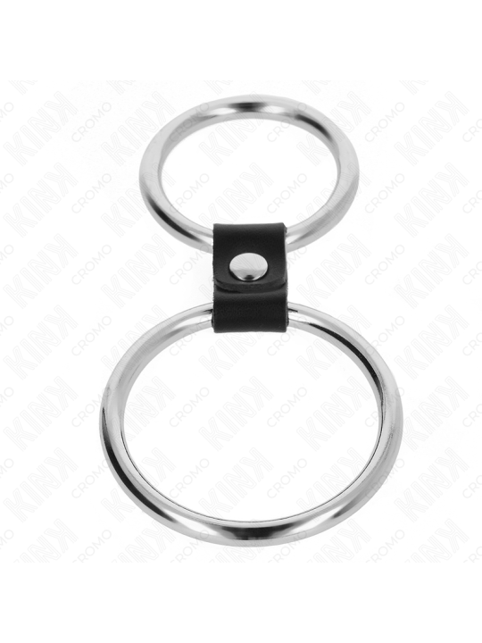 KINK - ANILLO PENE DOBLE METAL 3.7 CM A 5 CM CONECTADOS POR CORREA POL