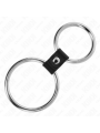 KINK - DOUBLE METAL PENIS RING 3.7 CM TO 5 CM CONNECTED BY LEATHER STR