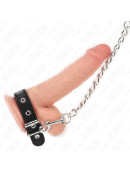 KINK - ANNEAU PÉNIS EN CUIR AVEC SANGLE 21,5 X 2 CM ET CHAÎNE EN MÉTAL