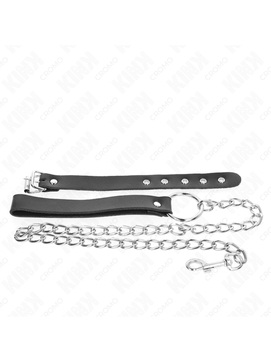 KINK - ANEL DE COURO PARA PÊNIS COM CORRENTE 21,5 X 2 CM E CORRENTE DE