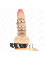 KINK - ANEL DE COURO PARA O PÊNIS COM TIRA DE TRAVA 21 X 2 CM E 5 ANÉI