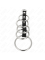 KINK - 5 METALL PENISRINGE 3,2 CM BIS 5 CM DURCH LEDER VERBUNDEN