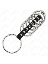 KINK - 7 ANELLI PER PENE IN METALLO DA 3,2 CM A 5 CM COLLEGATI DA PELL