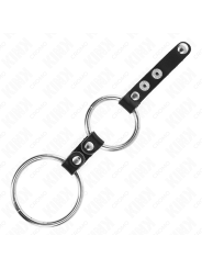KINK - DOPPIO ANELLO PER PENE DA 3,8 CM A 5 CM COLLEGATO DA PELLE