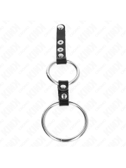KINK - DOUBLE PENIS RING 3.8 CM TO 5 CM CONNECTED BY LEATHER