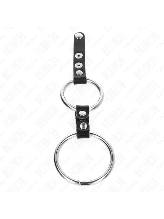 KINK - DOPPIO ANELLO PER PENE DA 3,8 CM A 5 CM COLLEGATO DA PELLE