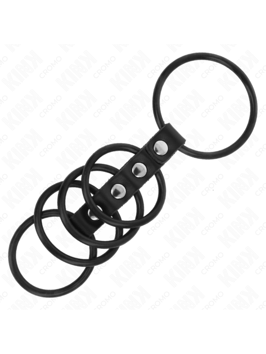 KINK - 5 ANELLI PER PENE IN SILICONE DA 3,8 CM A 4,8 CM COLLEGATI DA P