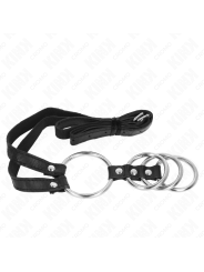 KINK - 4 ANILLOS PENE METAL CONECTADOS 3.8 CM A 5 CM CON CINTURÓN DE P