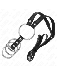KINK - 4 ANILLOS PENE METAL CONECTADOS 3.8 CM A 5 CM CON CINTURÓN DE P