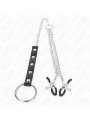 KINK - METALL-PENISRING MIT KETTE UND VERSTELLBAREN BRUSTKLAMMERN