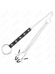 KINK - METALEN HAKRINGEN MET KETTING EN VERSTELBARE TEPELKLEMMEN