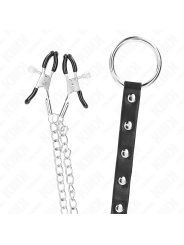 KINK - METAL PENIS RING WITH CHAIN AND ADJUSTABLE NIPPLE CLAMPS