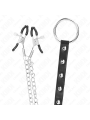 KINK - METALL-PENISRING MIT KETTE UND VERSTELLBAREN BRUSTKLAMMERN
