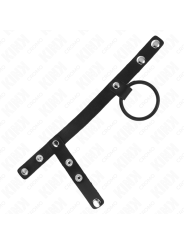 KINK - SILICONE PENIS RING 3.8 CM WITH BALL DIVIDER AND LEATHER STRAP 